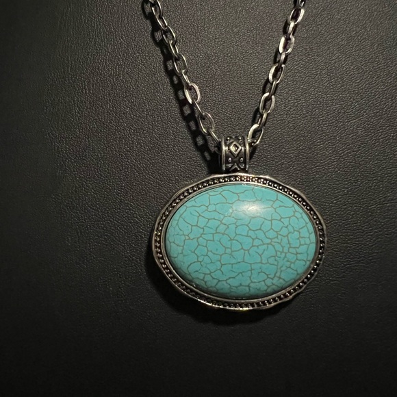 Turquoise Pendant Necklace and Earring Set - Picture 3 of 5